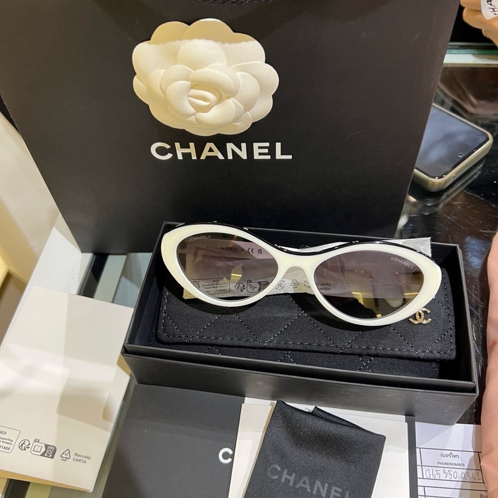 Chanel White Cat-Eye Sunglasses